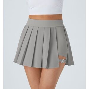 HALARA High Waisted Pleated 2-in-1Pocket Adjustable Buckle Skort Gray NWT Size L